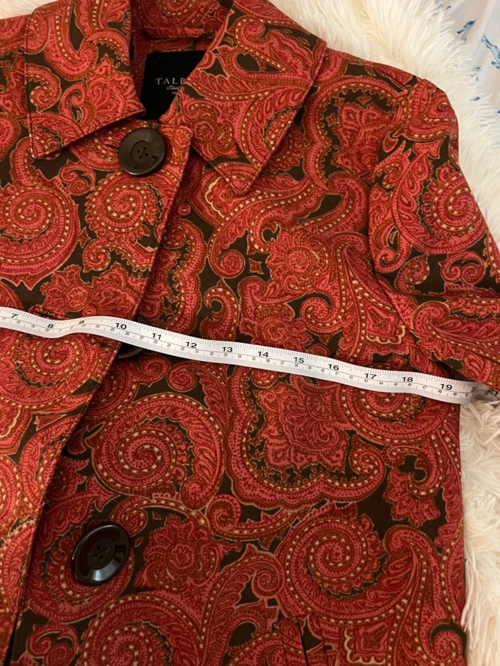 Talbots Red Paisley-Print Peacoat - Picture 11 of 12